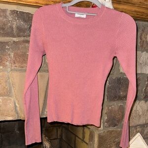 Ribbed Long Sleeve Top in Mauve